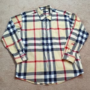 Burberry London Shirt Men's Large Plaid Poplin Button Up